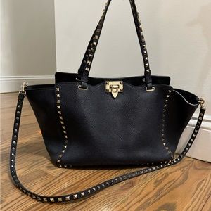 Valentino Medium Rockstud Tote Bag NAVY